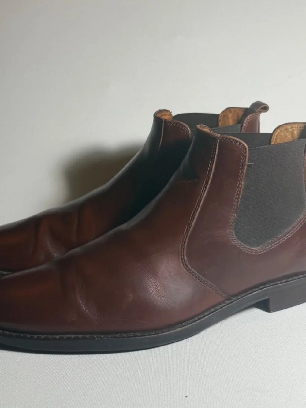Johnston & Murphy Reeve Chelsea Boots Men Sz 11 Brown Leather Ankle Boot Pull On